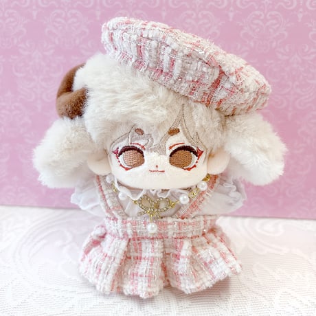 【ぬい服】 ツイードぬい服【10~15cm用】 ワンピース・シャツ・ベレー帽・ネックレス 4点セット【推し活グッズ】