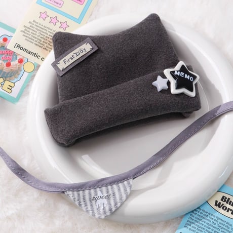 ぬい服　ぬいぐるみ用猫耳ニット帽&スタイセット【10cm用】【推し活グッズ】