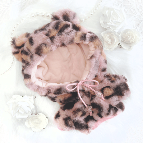 【ぬい服】ぬいぐるみ用ヒョウ柄パーカー/15~20cm用