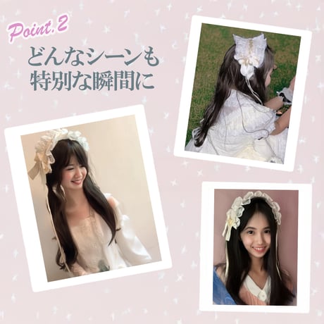 クリップ付きレースアップヘッドドレス　【コスプレ、痛バッグリボン】