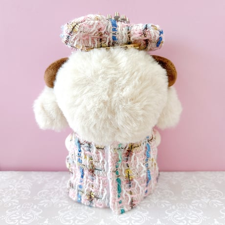 ぬい服　ツイードぬい服【ワンピース・リボン2点セット】10~15cm用【推し活グッズ】
