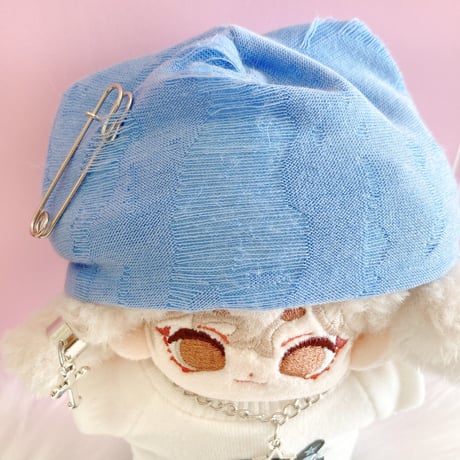 【ぬい服】ニット帽&Tシャツ&パンツ&ネックレスセット　10cm用