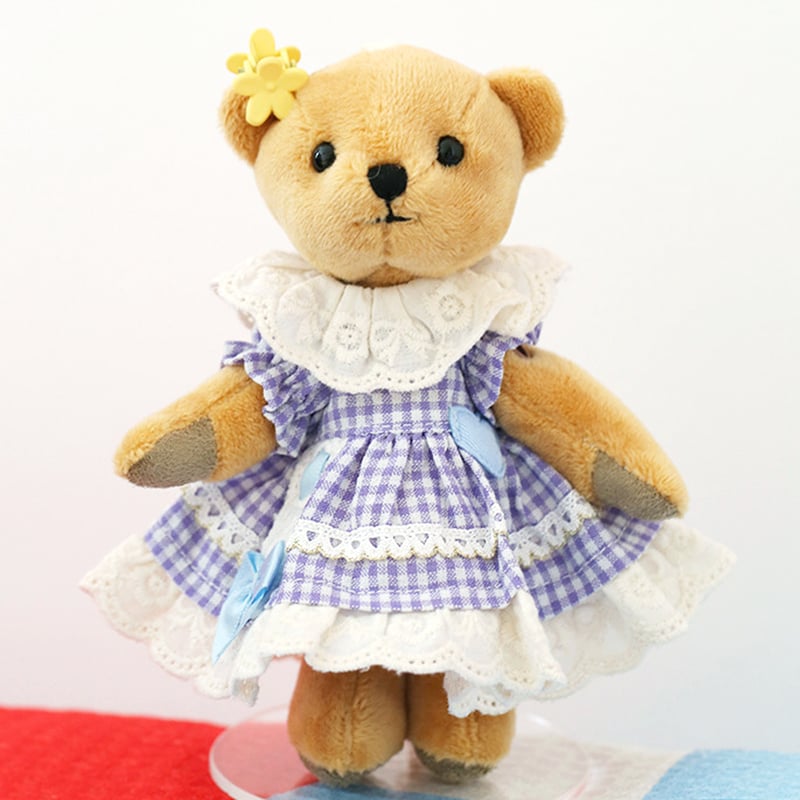 ぬい服】ギンガムチェックフリルワンピース 細身のぬいぐるみ・ドール