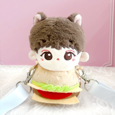 【ぬいバッグ】【ぬい服】ショルダーストラップ付きぬいぐるみ用 着ぐるみ【ハンバーガー】10~15cm 用【推し活グッズ】