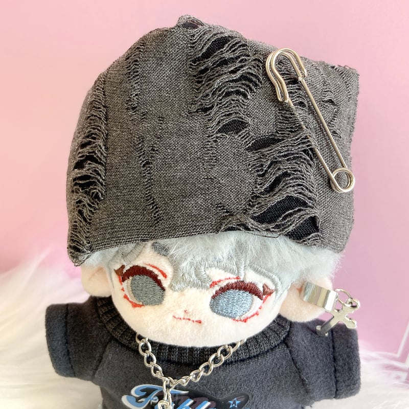 ぬい服】ニット帽&Tシャツ&パンツ&ネックレスセット 10cm用 | G