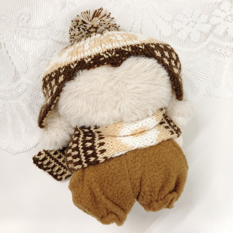 ぬい服】ノルディック柄ニット帽&マフラーセット 10cmぬいぐるみ用 | G