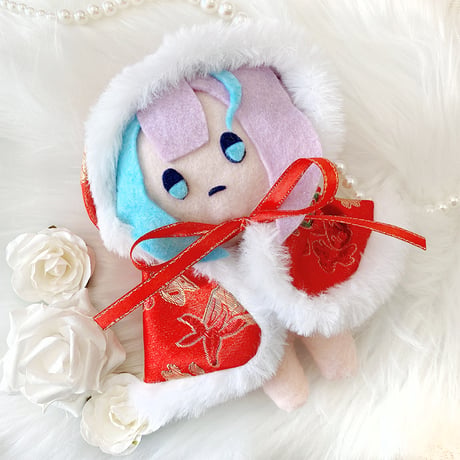 【ぬい服】フード付きチャイナ柄ケープ 10cm~15cmぬいぐるみ用【推し活グッズ】