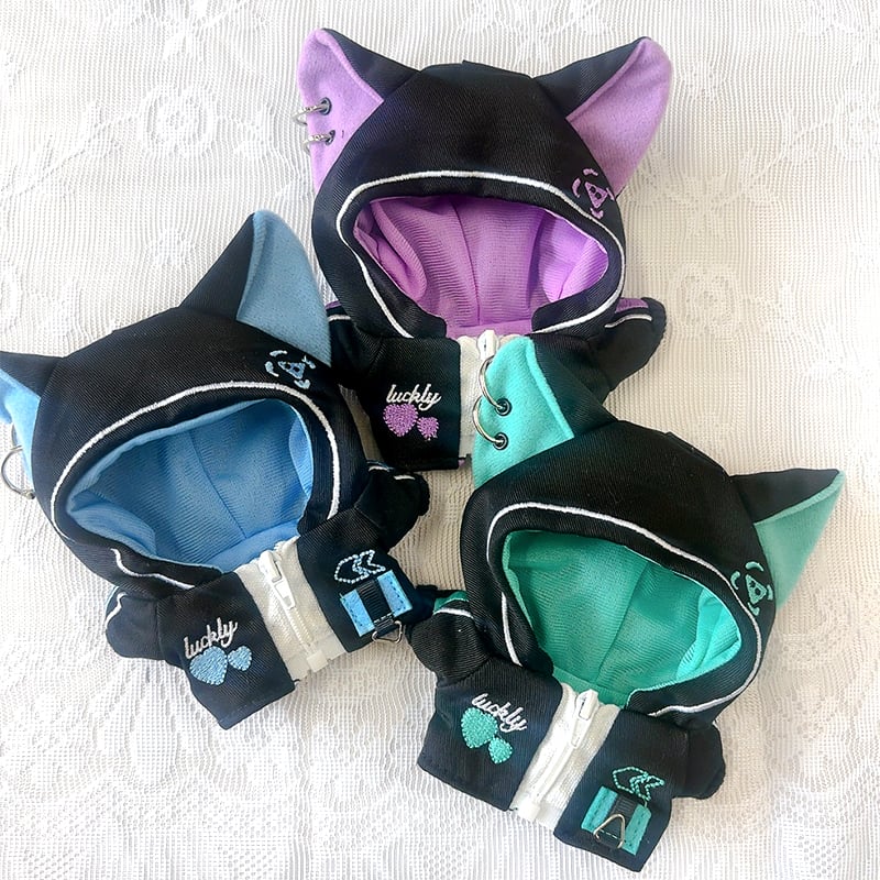 10cmぬい用 猫耳サイバーパンクジャージ｜ぬい服 パーカー 3色展開 | G