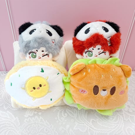 【ぬい服】ぬいぐるみ用ふわふわお布団 【ハンバーガー・目玉焼き】10〜15cm 用【推し活グッズ】