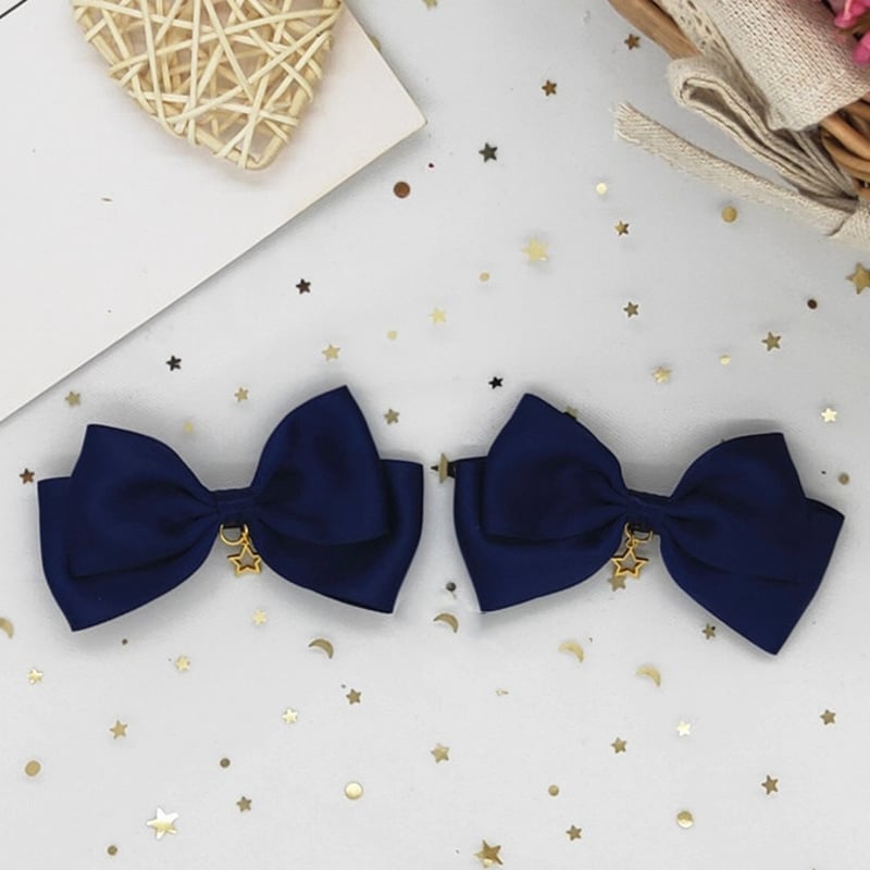 星チャーム付きリボンクリップ 2個セット【推し活グッズ・ヘアメ・参戦