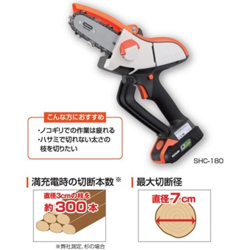 KOSHIN 充電式ハンディチェンソー SHC-180 | イワサSTORE