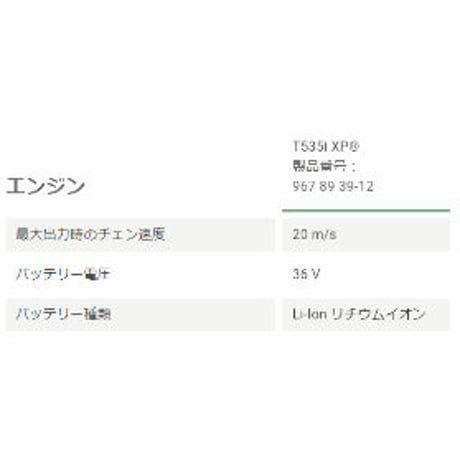 ハスクバーナ チェンソー T535iXP バッテリー式 （バッテリー・充電器は別売）