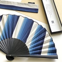 小倉 縞縞 北斎ブルー 扇子セット