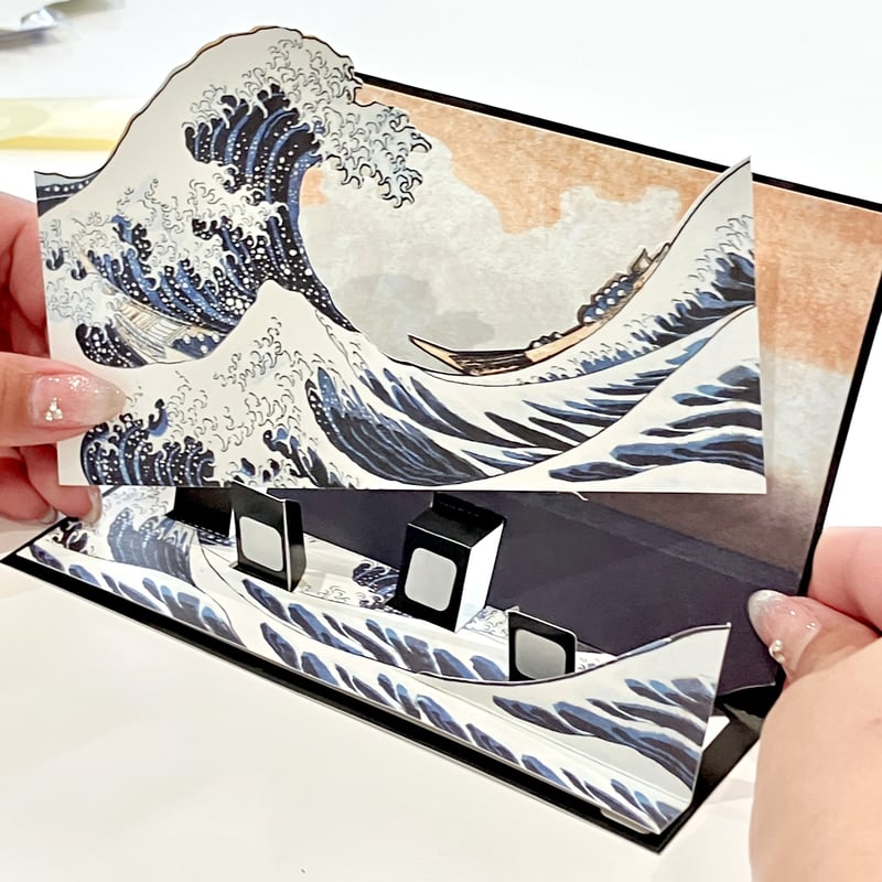 手摺　三社浮世絵札　額装 3D HOKUSAI 「冨嶽三十六景 神奈川沖浪裏」 | THE SUMIDA