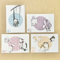 葛飾北斎『新形小紋帳』×動物　オリジナルはがきセット