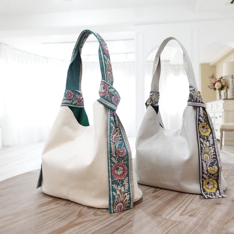 Norah（English）/Ribbon tie/shoulder bag pattern <YouTube video instructions> Free download pattern