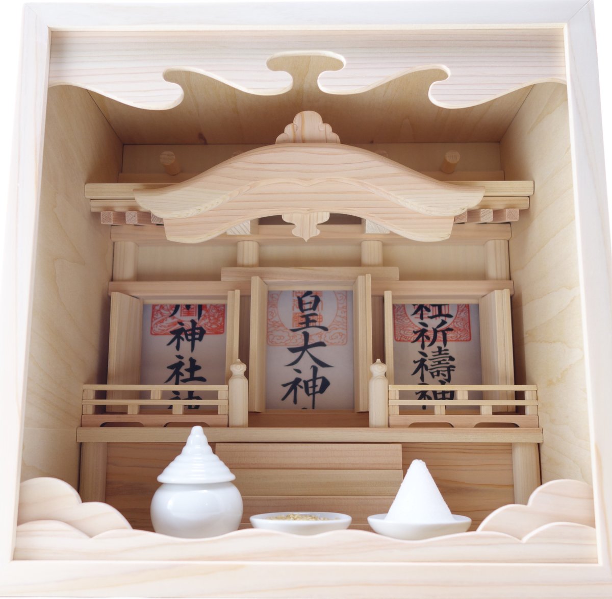 箱宮三社《軒唐破風》神具3点セット 置き専用 神棚 | 神棚の杜