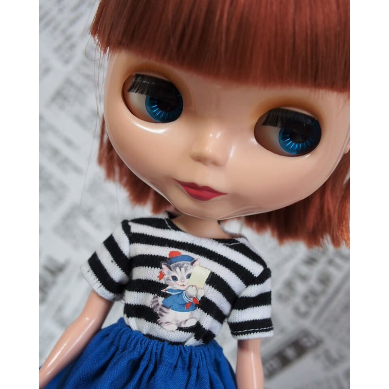 ハンドメイド*ネオブライス/リカちゃんサイズお洋服セットTシャツ+スカート青 | Doll D...