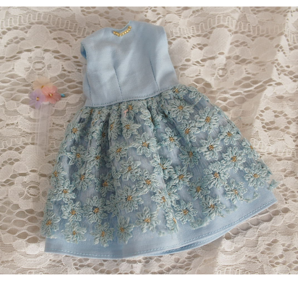 タミーちゃんサイズ◇ハンドメイドお洋服セット フラワーガール/水色