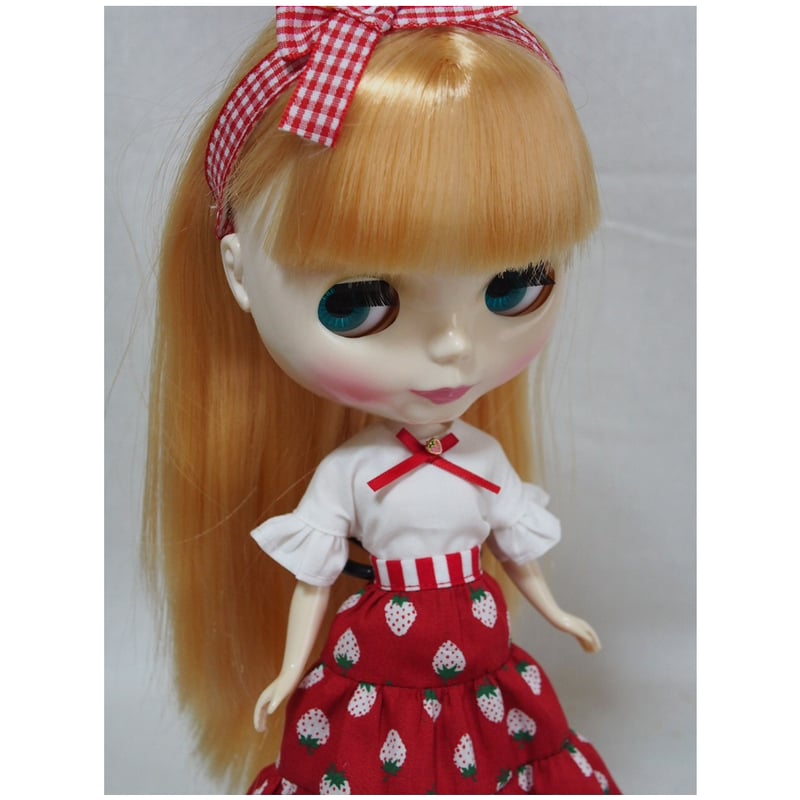 ネオブライス/リカちゃんサイズ◇ハンドメイドお洋服セット いちご狩り