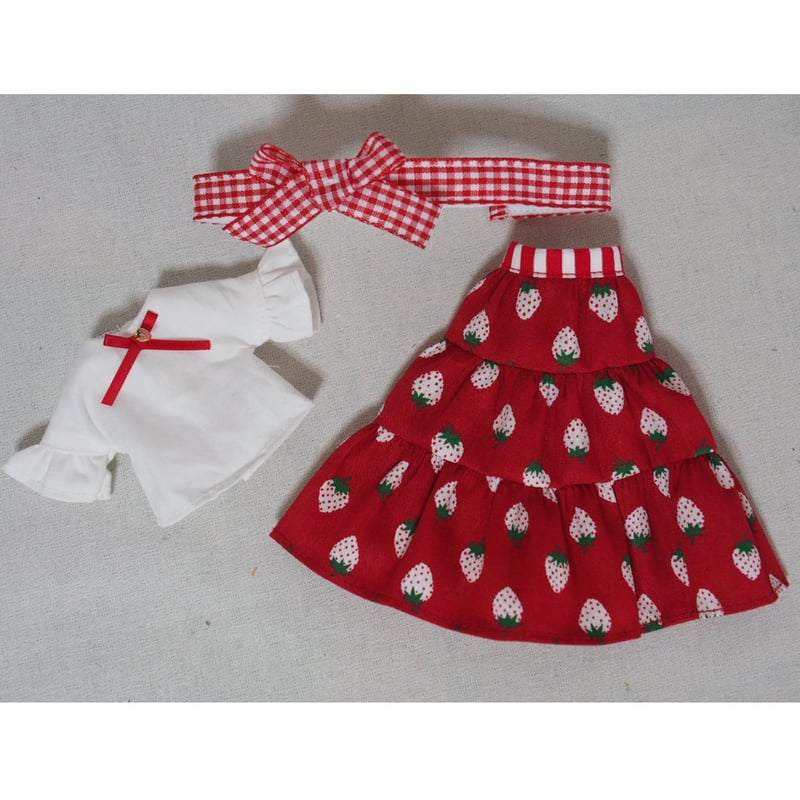 リカちゃんの服 ハンドメイド♡苺姫♡ LICCA My First Dress LW-02 Strawberry and Ribbon|Dresses