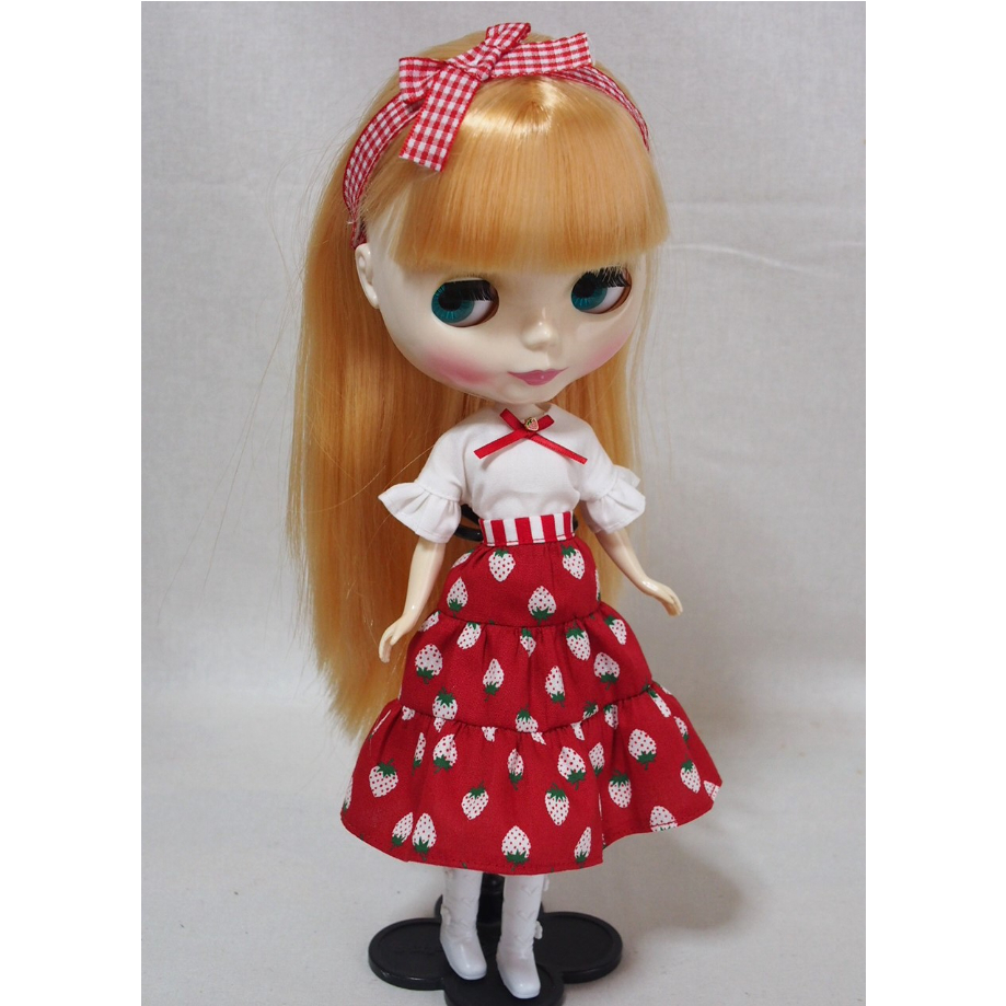 ネオブライス/リカちゃんサイズ◇ハンドメイドお洋服セット いちご狩り