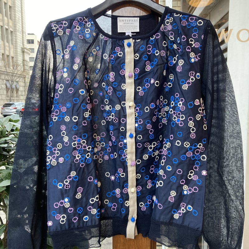 アンティパスト】エンブロイダリーカーディガン：ネイビー/1サイズ  