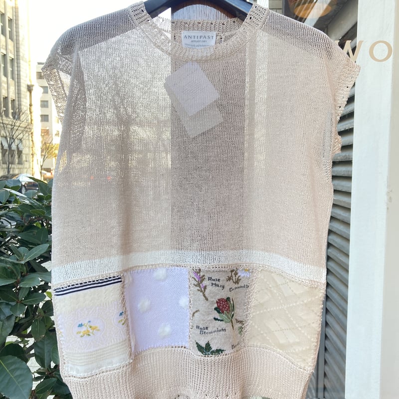 アンティパスト】ソックスニットパッチワークプルオーバー/ベージュ/1  