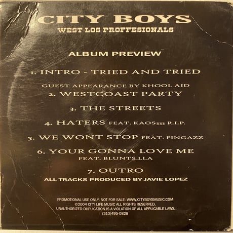 CITY BOYS / West Los Professionals-ALBUM PREVIEW- (CD)