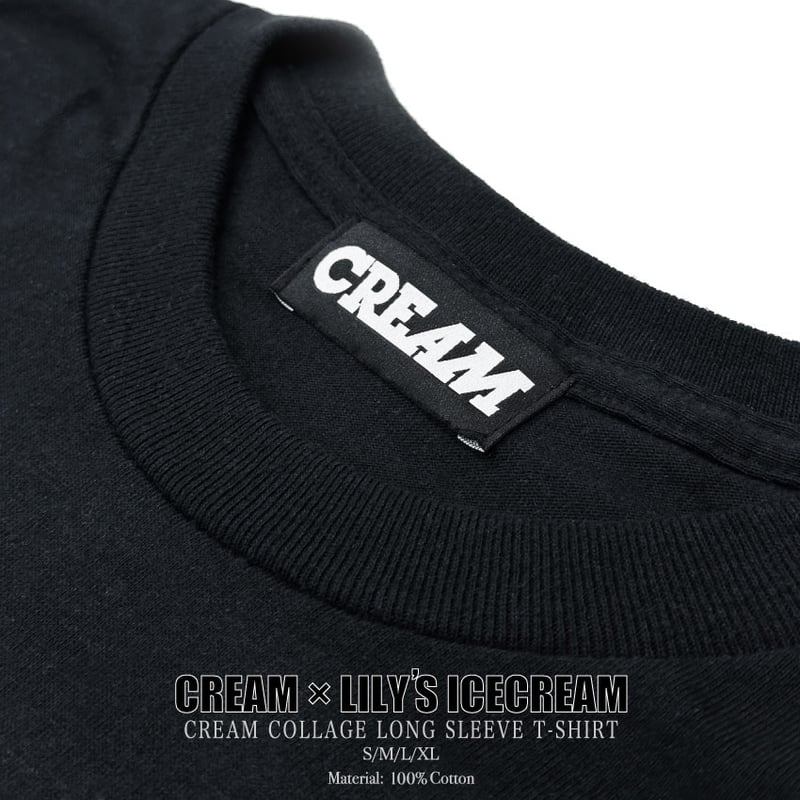 CREAM COLLAGE LONG SLEEVE SPARKL T-SHIRT | Lily