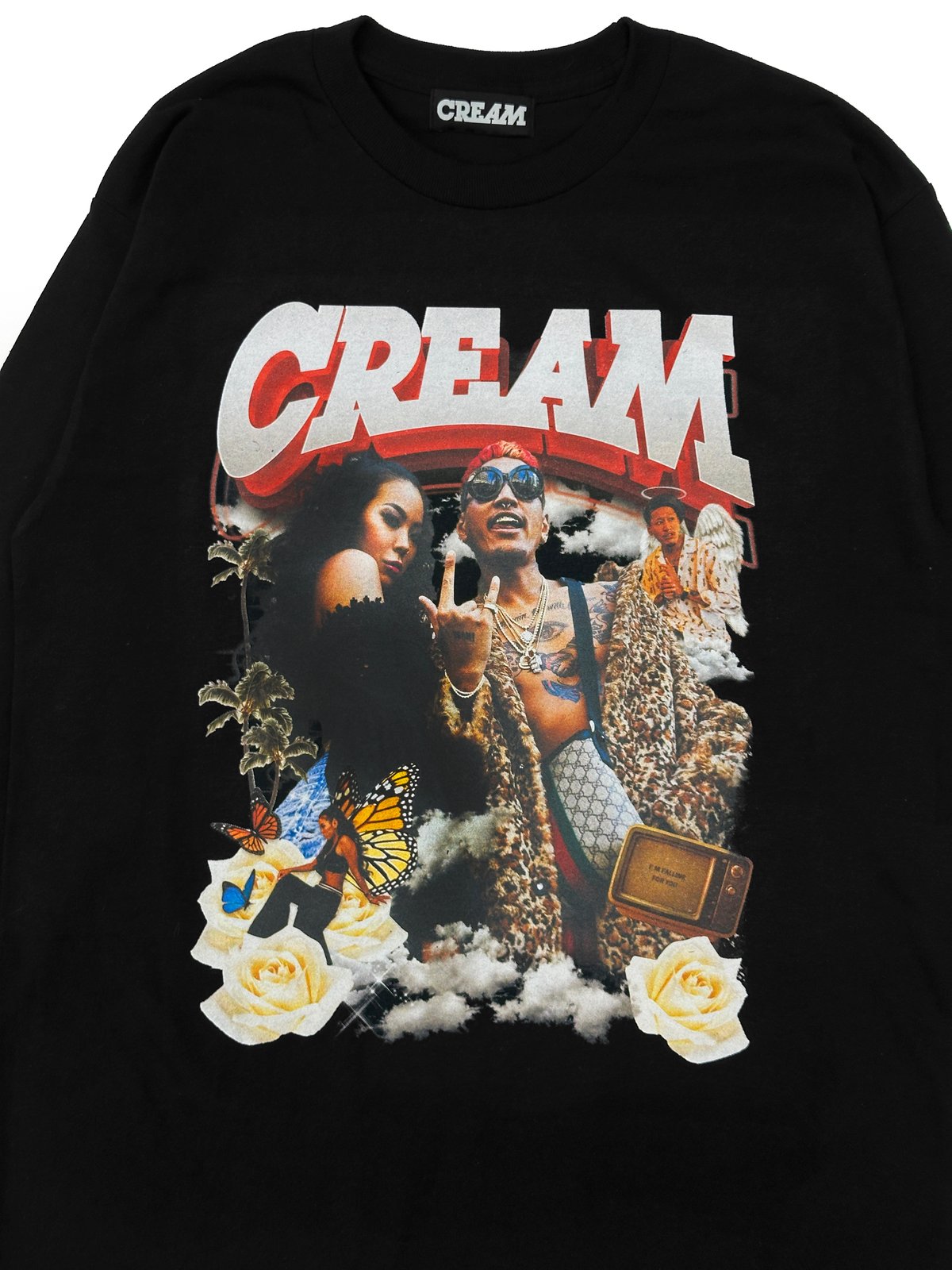 CREAM COLLAGE LONG SLEEVE T-SHIRT | Lily's icec