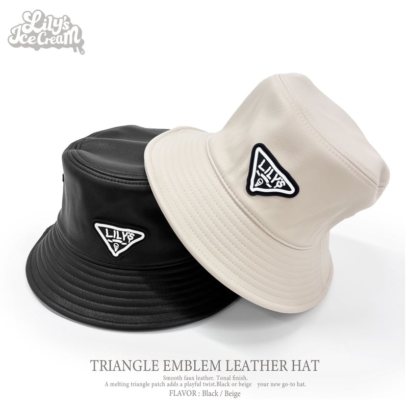 TRIANGLE EMBLEM LEATHER HAT | Lily's icecream®︎