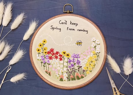 ❞တားလို့မရတဲ့ ဒီနွေဦး❞ ပန်းထိုး / "Can't stop spring" embroidery wall decor