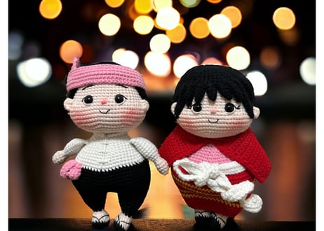 Karenni couple crochet dolls / カレンニー族カップル編みぐるみ