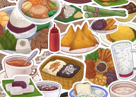 SarNyat Foodie Flake Sticker Pack / ミャンマーのあやつフレークシールセット