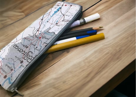 Pencil case with Myanmar map printed / ペンシルケース