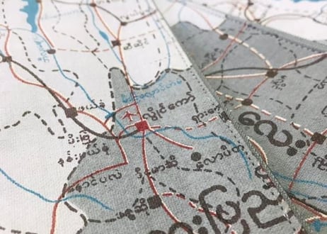 Pencil case with Myanmar map printed / ペンシルケース