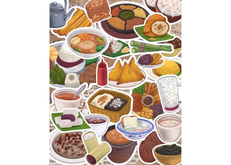 SarNyat Foodie Flake Sticker Pack / ミャンマーのあやつフレークシールセット