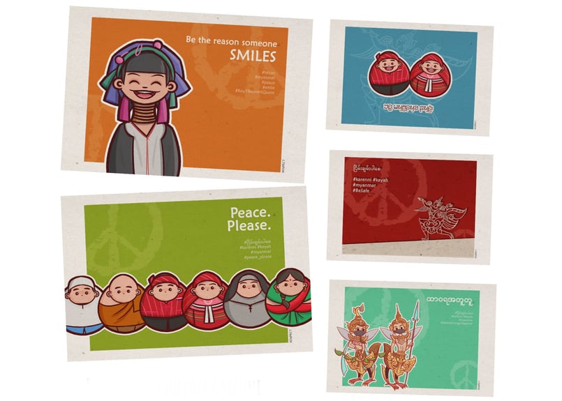 ミャンマーに平和を！ミャンマー応援ポストカードセット (プレゼント
