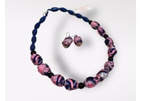 Handmade necklaces and earrings/ ミャンマー布の手作りアクセサリー