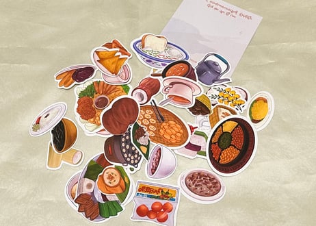 SarNyat Foodie Flake Sticker Pack / ミャンマーのあやつフレークシールセット