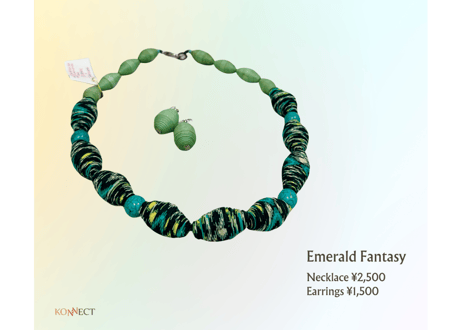 Handmade necklaces and earrings/ ミャンマー布の手作りアクセサリー