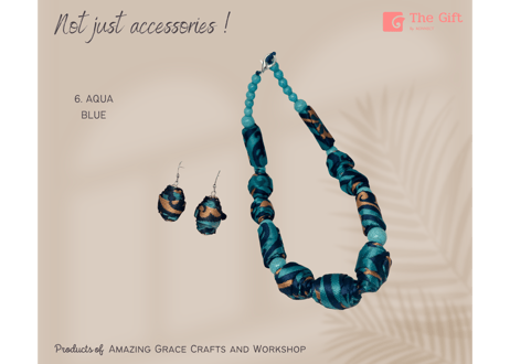 Handmade necklaces and earrings/ ミャンマー布の手作りアクセサリー