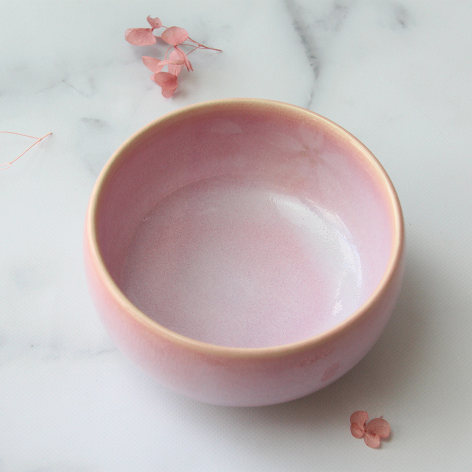 オンラインストア限定品｜丸小鉢単品 桜 ピンク｜萩焼窯元 萩陶苑 椿秀