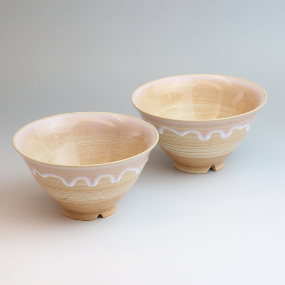 萩の雫｜しずく飯茶碗ペア（化粧箱）｜萩焼 萩陶苑 椿秀窯 | HAGIYAKI