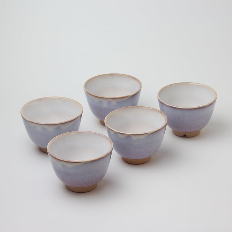 萩むらさきゆり汲み出し揃（化粧箱）｜萩焼窯元 萩陶苑 椿秀窯 ギフト