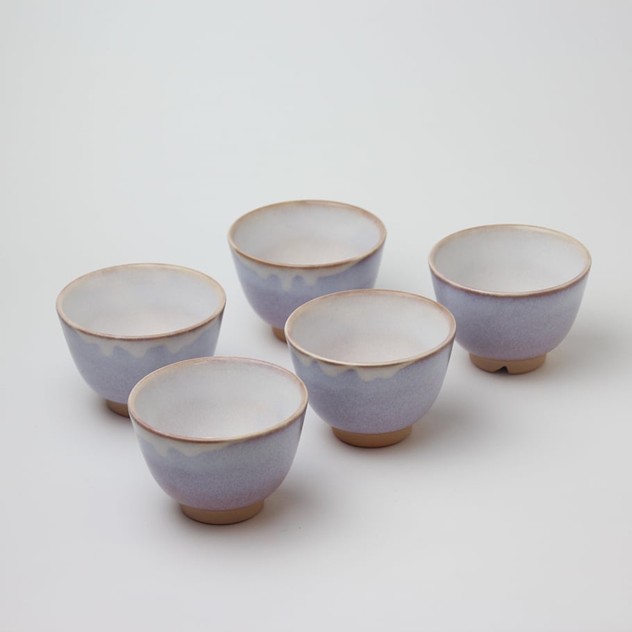 萩むらさきゆり汲み出し揃（化粧箱）｜萩焼窯元 萩陶苑 椿秀窯 ギフト