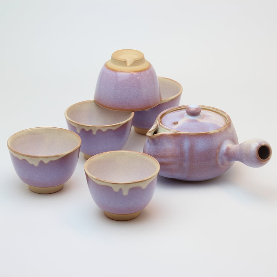 萩むらさきゆり茶器揃(化粧箱)|萩焼窯元 萩陶苑 椿秀窯 萩むらさきゆり茶器揃(化粧箱)|萩焼窯元 萩陶苑 椿秀窯