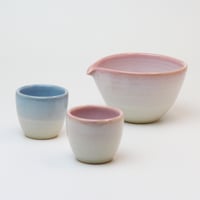 煎茶道具　萩焼　敬月作　粉引煎茶碗　6客　共箱　V　R6688 一点物｜萩焼 煎茶器セット 見島土 木箱付 | 萩焼屋Hagiyakiya