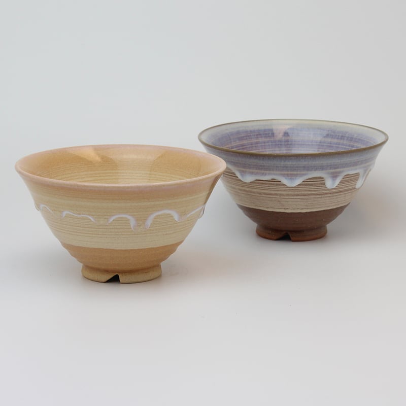 萩焼 茶碗 萩の雫｜しずく・そら飯茶碗ペア（化粧箱）｜萩焼 萩陶苑 椿秀窯